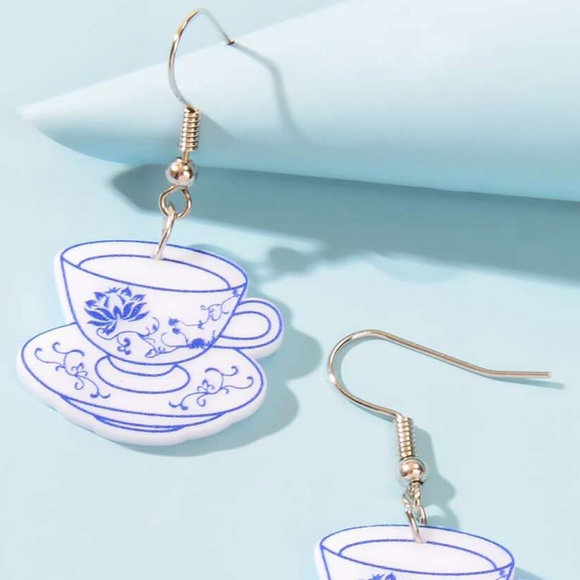 ❤️ FREE Cup Toile Mug Boho Peasant Hipster Hippie Art Deco Farm Hip Earrings - Picture 1 of 3